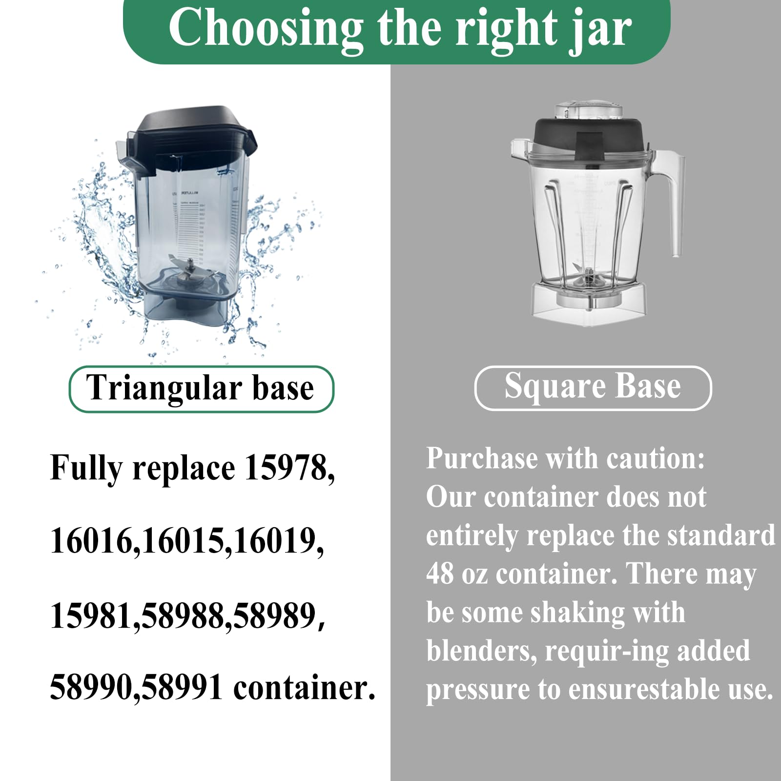 Blender Pitcher 48oz, Fit for Advance Quiet One VM0145 VM0100A 16016 15978 36019,Touch & Go and Drink Machine Advance Commercial Blender Series,Fit for GT001 (Clear)