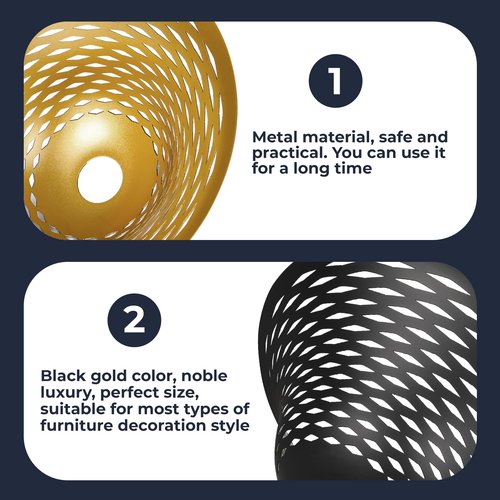 ALUCSET Floor Lamp Shade Replacement for Floor Lamp Shade - Ceiling Fan Replacement Globes 12.2×H4.9" Inches Fitting Opening 1.65" Etching Lozenge Metal Lamp Shade (Black Gold)