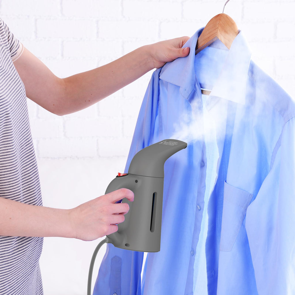 Steamer for Clothes, Travel Handheld Garment Steamer, Portable Clothes Steamer Remove Wrinkle,Ideal for ALL Fabrics,18 minutes Continuous Steam, One button Design, Easy to Use (Gray)