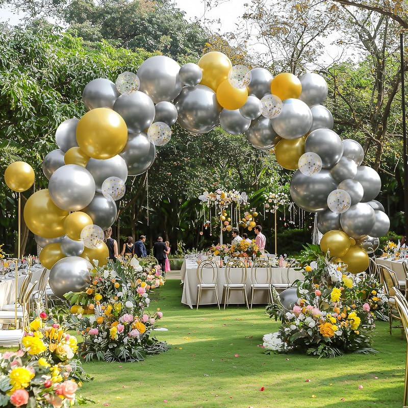 12-Inch Metallic Silver Balloons - 50 Pack for Events