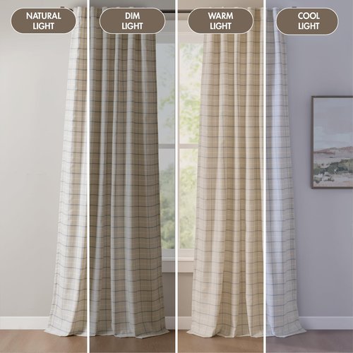 Madison Park Window Curtain for Living Room Thermal Insulated Fleece Lining, Cabin Plaid Curtain Room Darkening Window Drape Bedroom, Anaheim, 1-Single Panel Pack, 50" x 84" Rod Pocket, Linen Blue