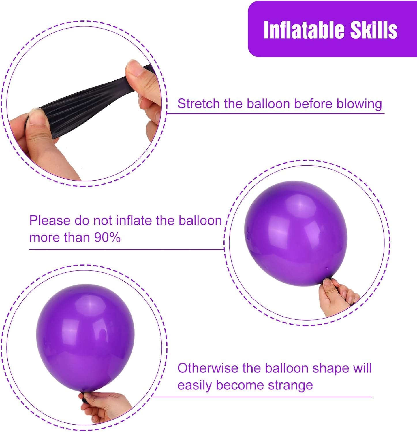 RUBFAC Dark Purple Balloons - 129-Piece Latex Balloon Garland Kit for Weddings & Parties | 5-12 Inch Sizes