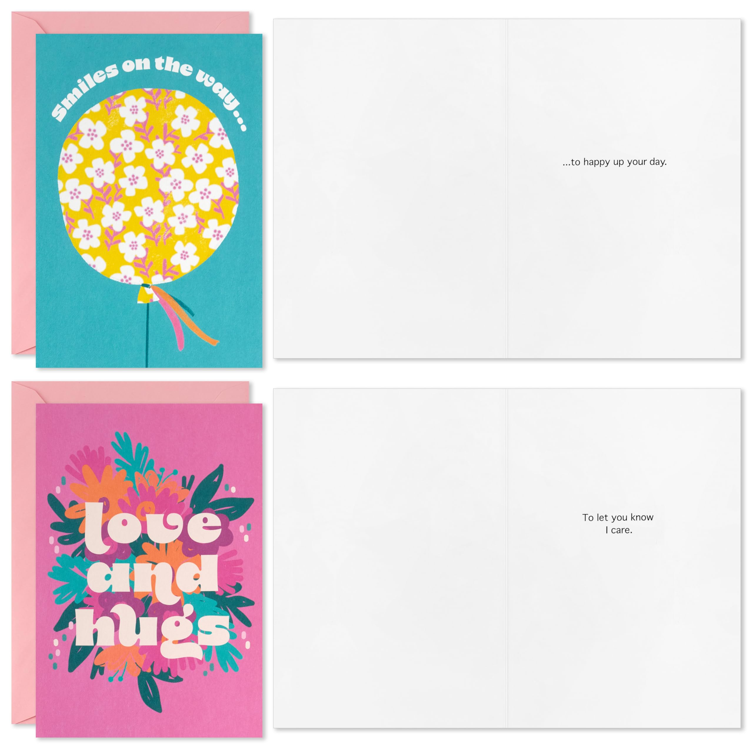 Hallmark Get Well and Thinking of You Card Assortment (16 Cards with Envelopes) Modern Flowers, Pink, Teal, Yellow