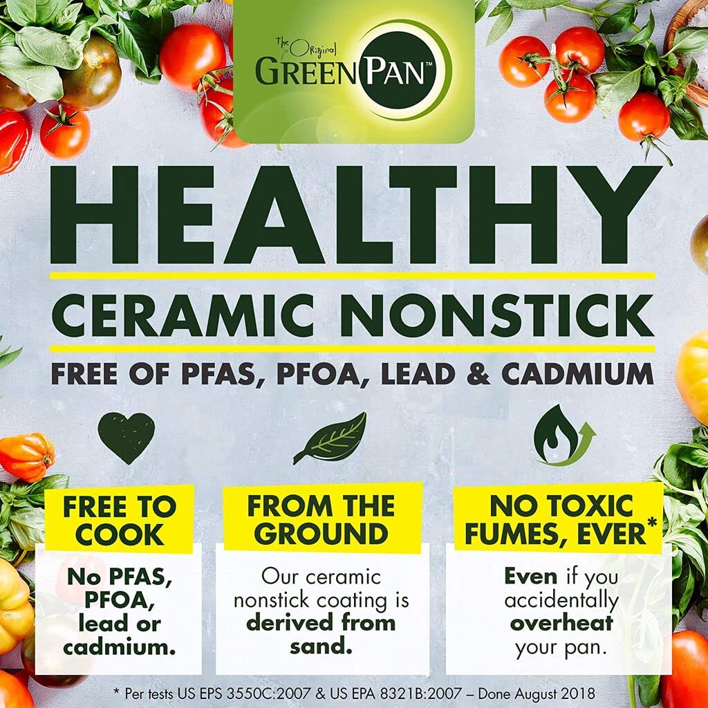 GreenPan Chatham Hard Anodized Healthy Ceramic Nonstick, 10" Frying Pan Skillet, PFAS-Free, Dishwasher Safe, Oven Safe, Gray