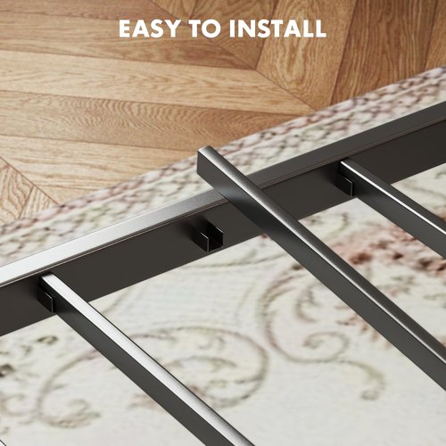 Sweetcrispy Twin Size Metal Platform Bed Frame - Mattress Foundation with Headboard and and Footboard, No Box Spring Needed with 700LBS Sturdy Wooden Slats Support, Noise Free, Easy Assembly