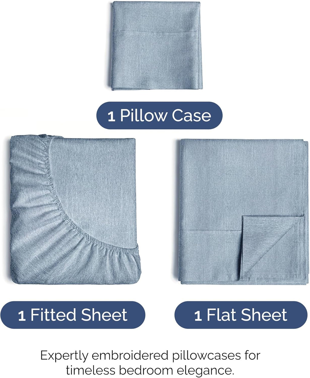 Skiennix Twin XL Sheet Set - Comfy Breathable Cooling Bedding - Luxury Hotel Quality - Deep Pockets, Wrinkle-Free, Blue