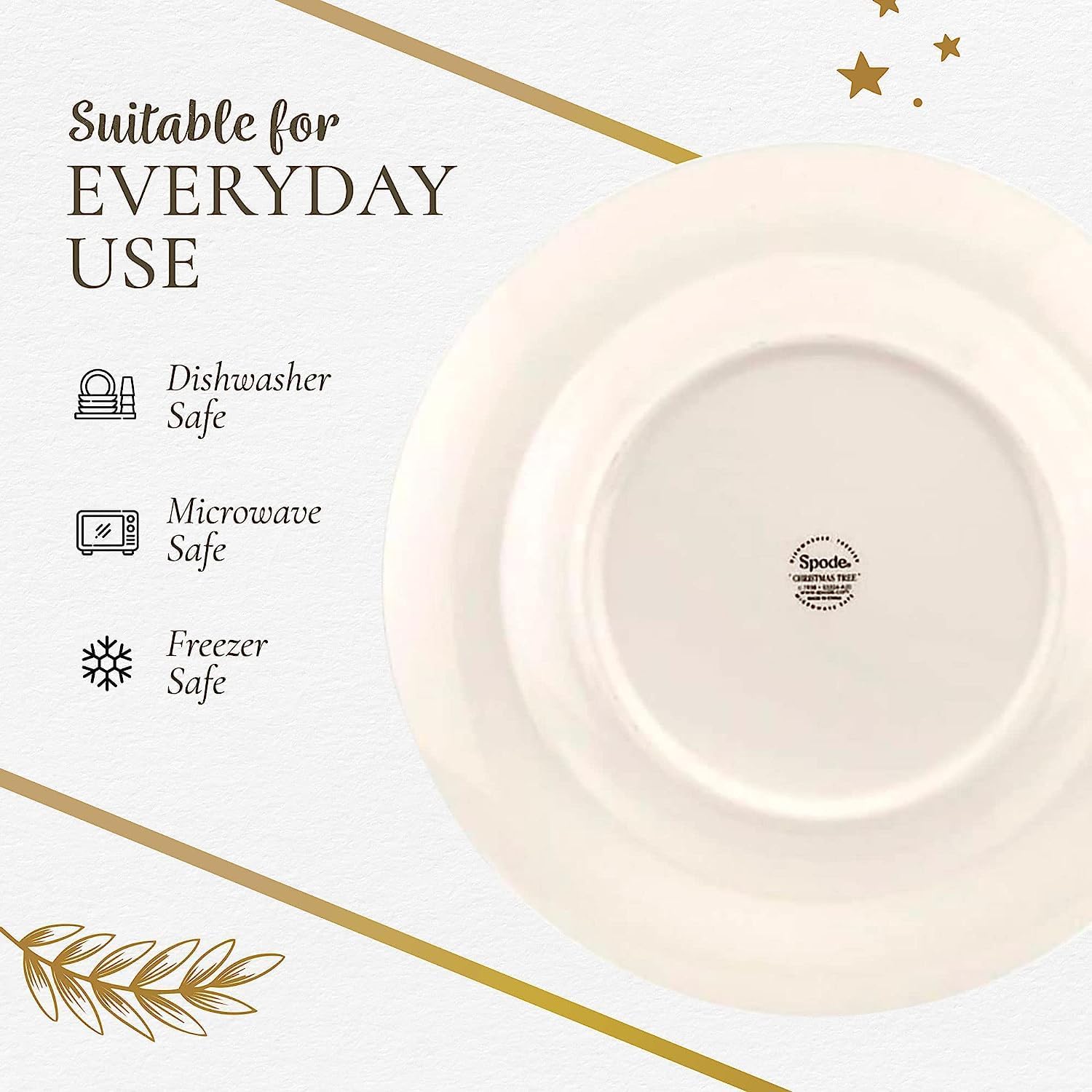 Spode Christmas Tree Tartan 7.75" Salad Plate, Set of 4 - Festive Table Setting for Parties & Gatherings, Holiday Plate for Appetizers, Desserts or Salads - Dishwasher & Microwave Safe Earthenware