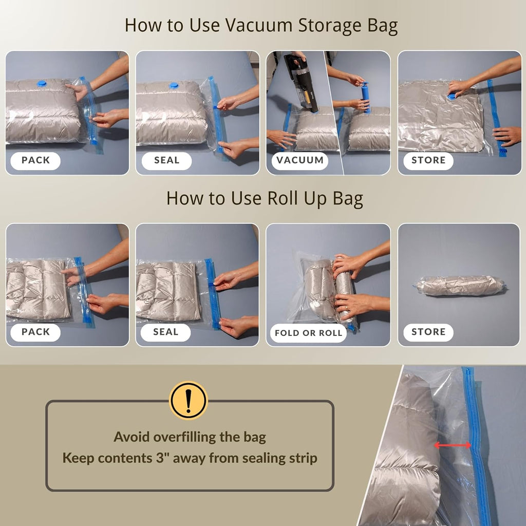 Skiennix 35 Pack Vacuum Storage Bags - Compression Space Saver for Bedding & Clothing | Hand Pump Included