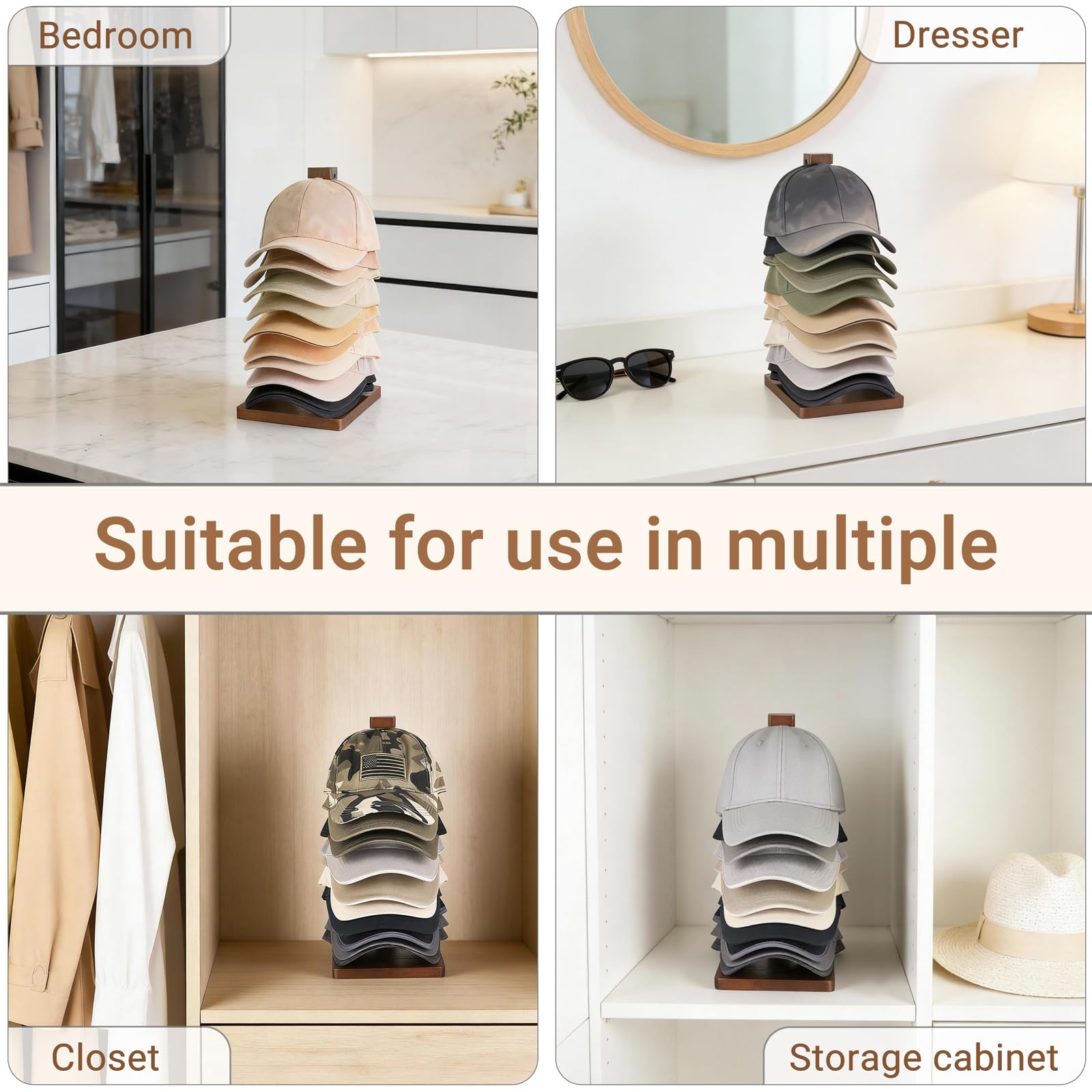 Mkono Hat Organizer for Baseball Caps, Hat Rack Hold Up to 10 Hats Baseball Caps Tabletop Hat Holder Storage Display for Closet, Dresser, Entrance, Shelf
