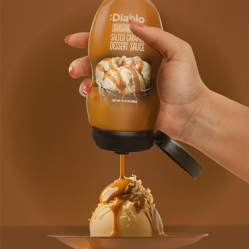 Diablo Sugar Free Salted Caramel Dessert Sauce - Premium Topping for Coffee, Waffles & Ice Cream, 360g (12.7oz)