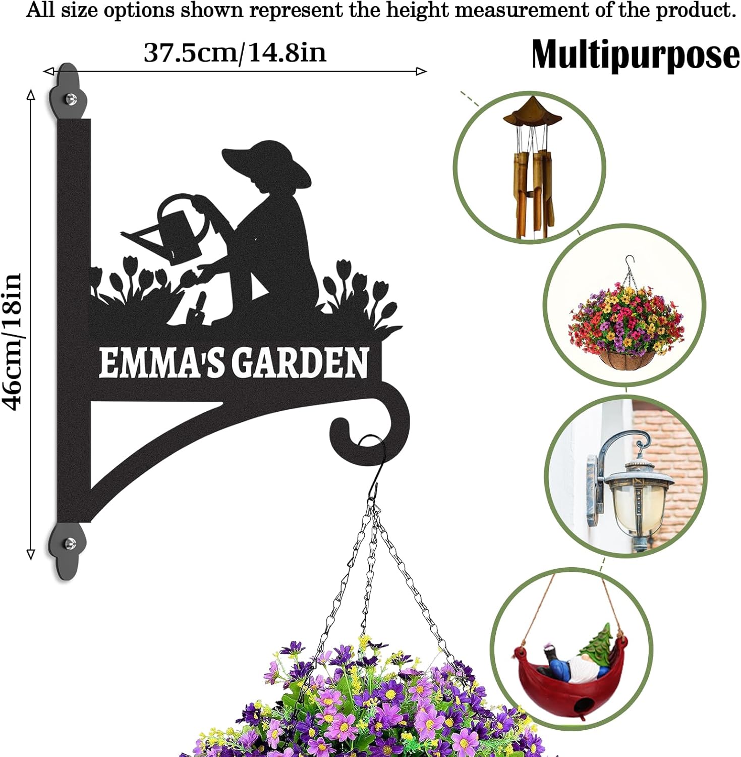 Skiennix Personalized Metal Plant Hangers - Heavy Duty Indoor & Outdoor Wall Bracket | Perfect for Bird Feeders & Lanterns