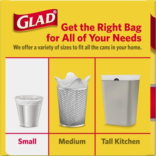 Glad Trash Bags | Small 4 Gallon White Garbage Bags - 30 Count for Easy Cleanup