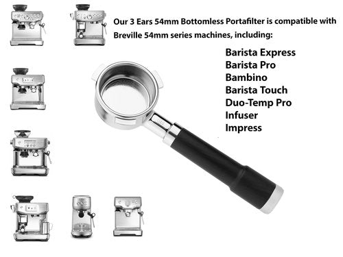 LILQ 54mm Naked Bottomless Portafilter Compatible with Breville Barista Express, Barista Pro, Bambino, and More – 18-20g basket included (Aluminum Flat, 54mm)