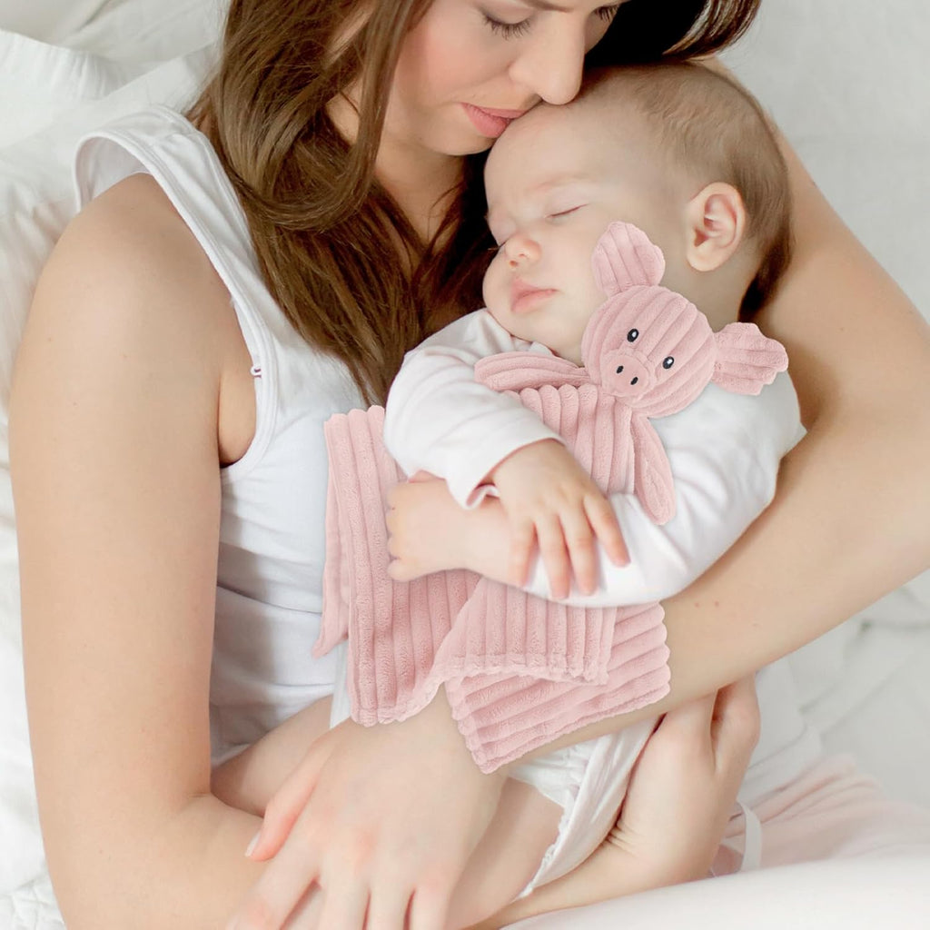 Skiennix Baby Security Blanket - Soft Pig Lovey Toy for Newborns | Pink 15 Inch Snuggle Gift