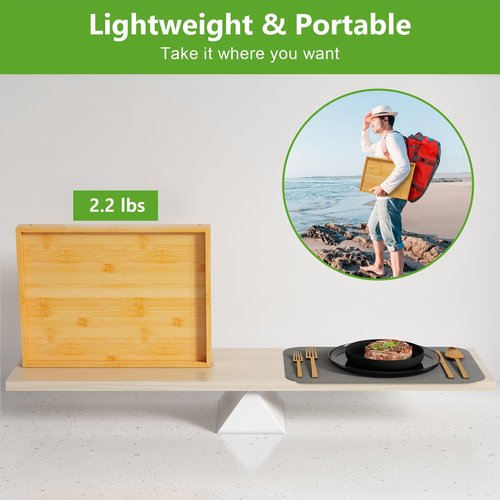 Youpehom Bed Tray Table with Folding Legs,Bamboo Breakfast in Bed for Kitchen Serving Tray,Sofa,Eating,Used As Laptop Desk Snack Tray (Bamboo, Large)