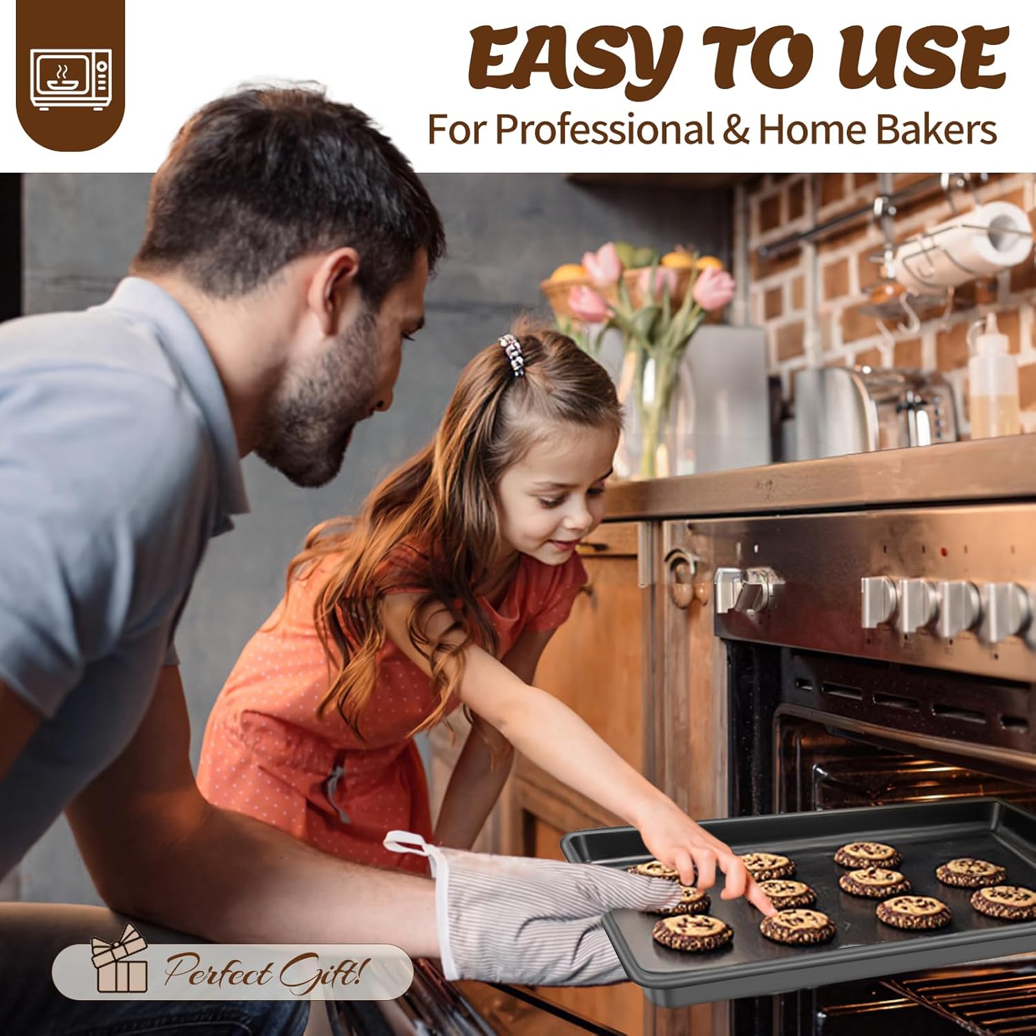 Skiennix 6-Piece Baking Pans Set - Durable Cast Iron Dutch Oven Pot with Lid, 5QT, Oven Safe