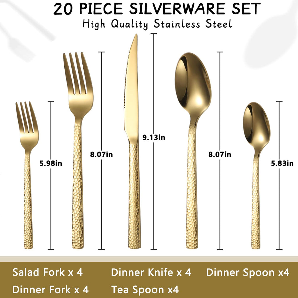 Silverware Set of 40 Stainless Steel Flatware Set for 8 Includes Forks Spoons Knives Kitchen Cutlery Sets for Home Restaurant Hotel