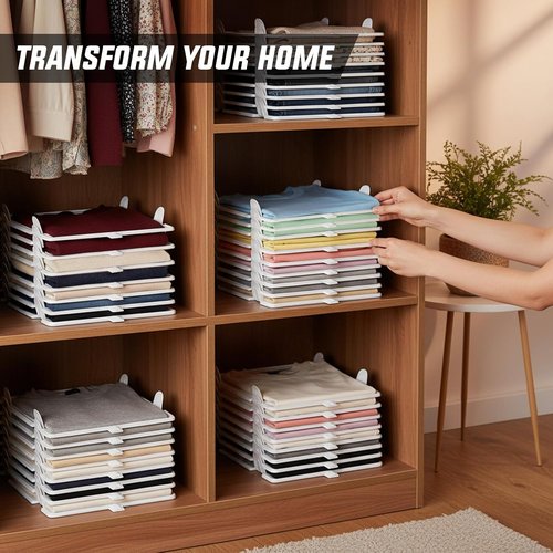 Accenter T-Shirt Organizer - Sturdy Closet Storage Solution | 20-Pack Stackable Bins for Home Use