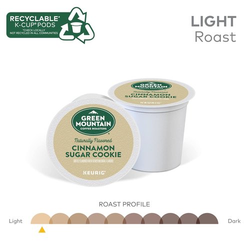 Green Mountain Coffee Roasters Cinnamon Sugar Cookie Coffee - 72 Keurig K-Cup Pods for Delicious Flavor