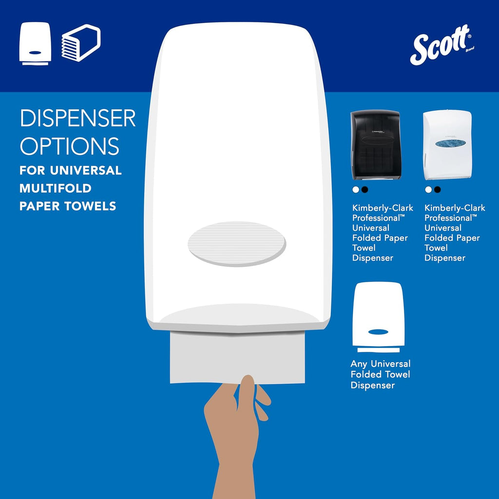 Scott® Professional Multifold Paper Towels - Absorbency Pockets, 9.2" x 9.4", White | 250 Sheets/Pack, 16 Packs/Case