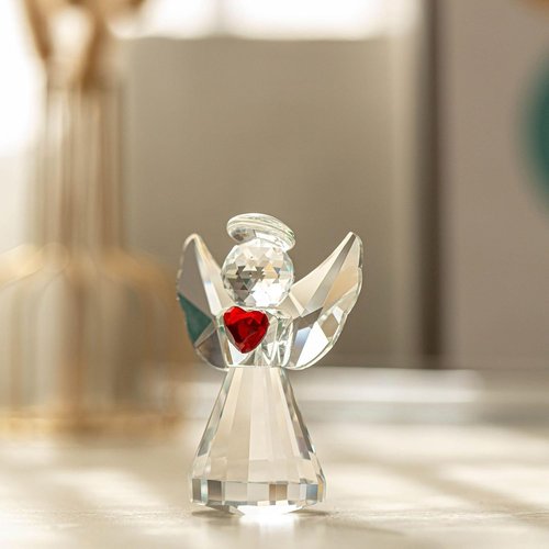 HDCRYSTALGIFTS Crystal Guardian Angel Figurine - 3.3 Inch Clear Art Glass Statue for Home Decor