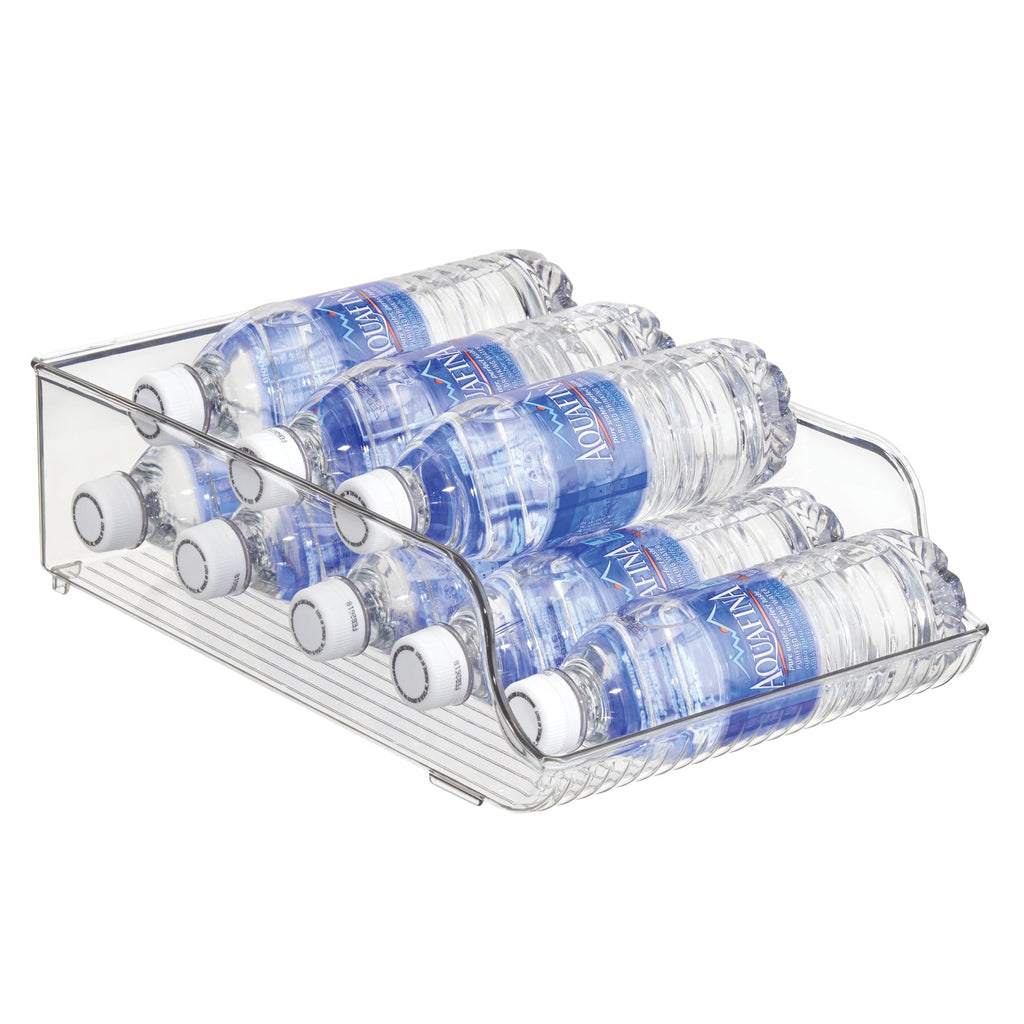 iDesign Plastic Water Bottle Organizer for Fridge, Bottle Holder for Kitchen and Pantry, Clear, 2-Pack