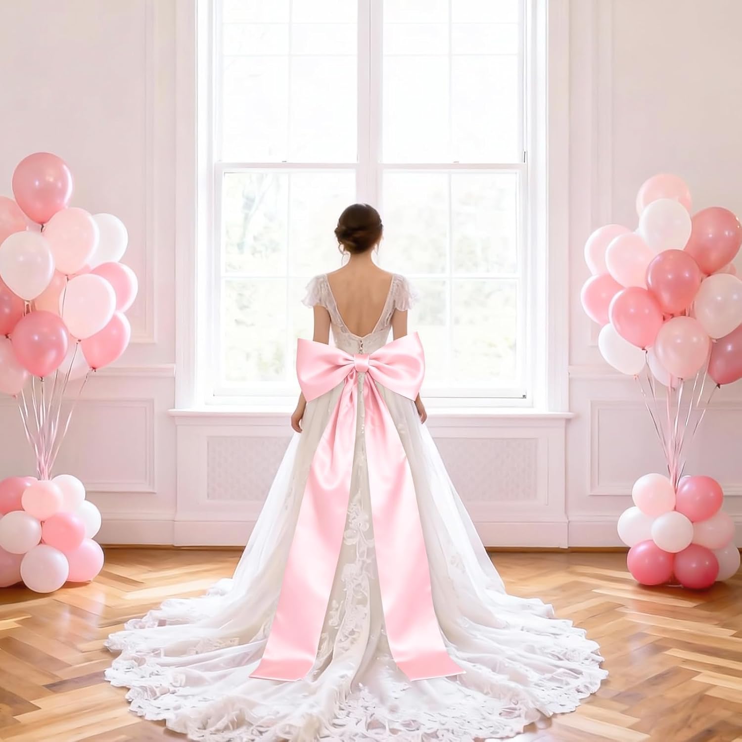 Skiennix Extra Long Satin Pink Bow - Elegant Wall Decor for Coquette Room | 70x20 Inch for All Occasions