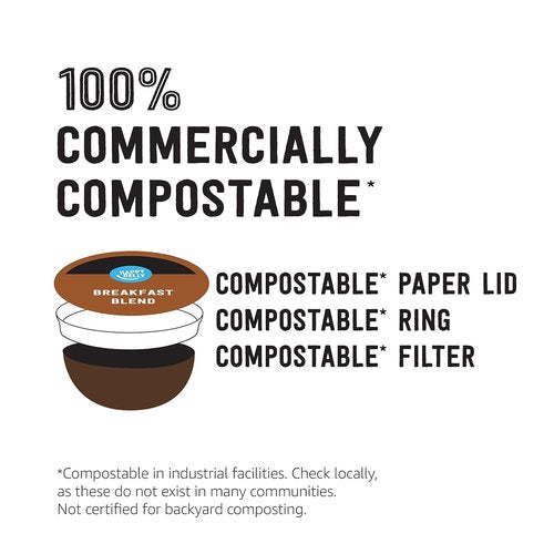 Happy Belly Compostable Coffee Pods - Light Roast, Compatible with K-Cup Brewer | 96 Count
