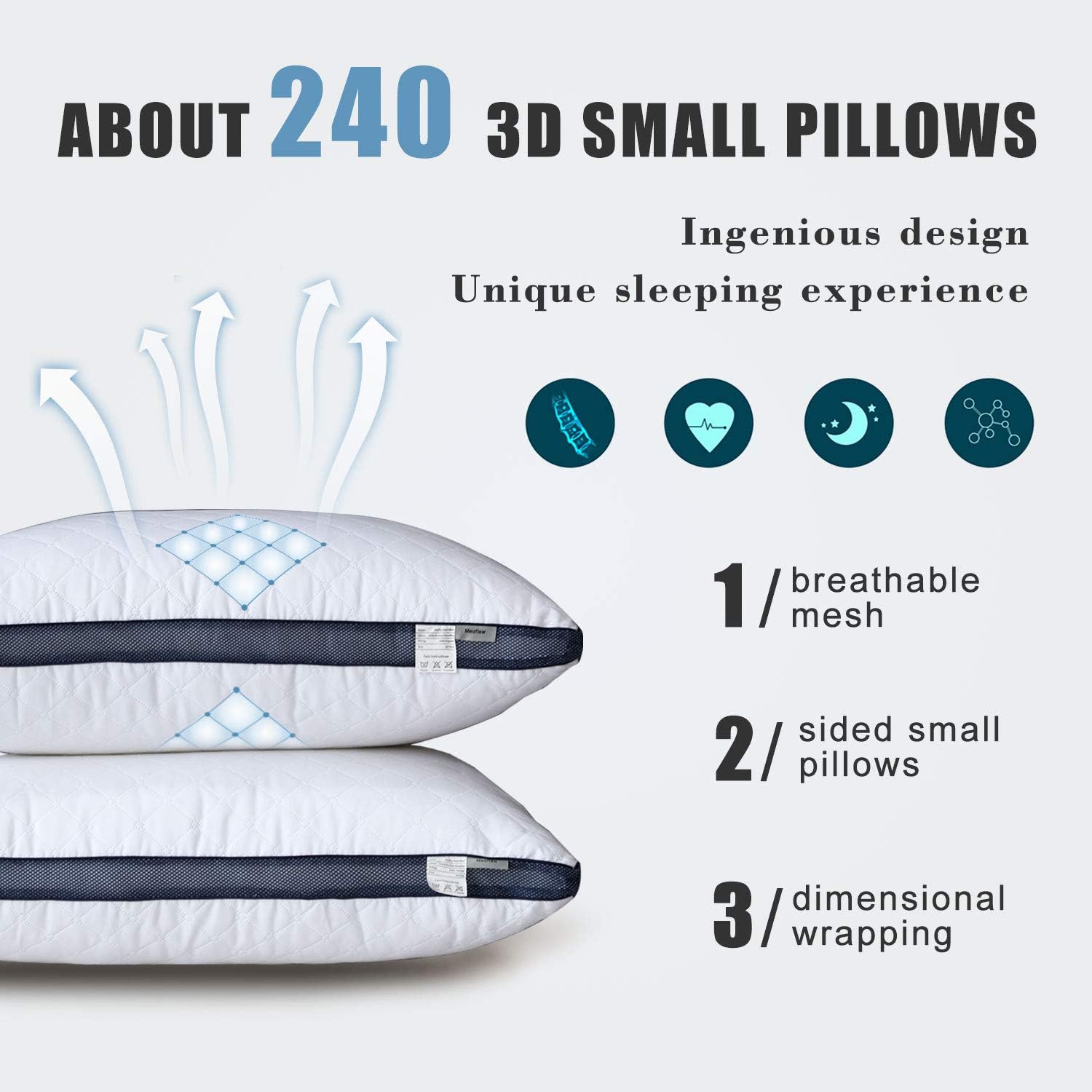 Meoflaw Luxury Hotel Pillows for Sleeping - Standard Size Set of 4 for Side & Back Sleepers