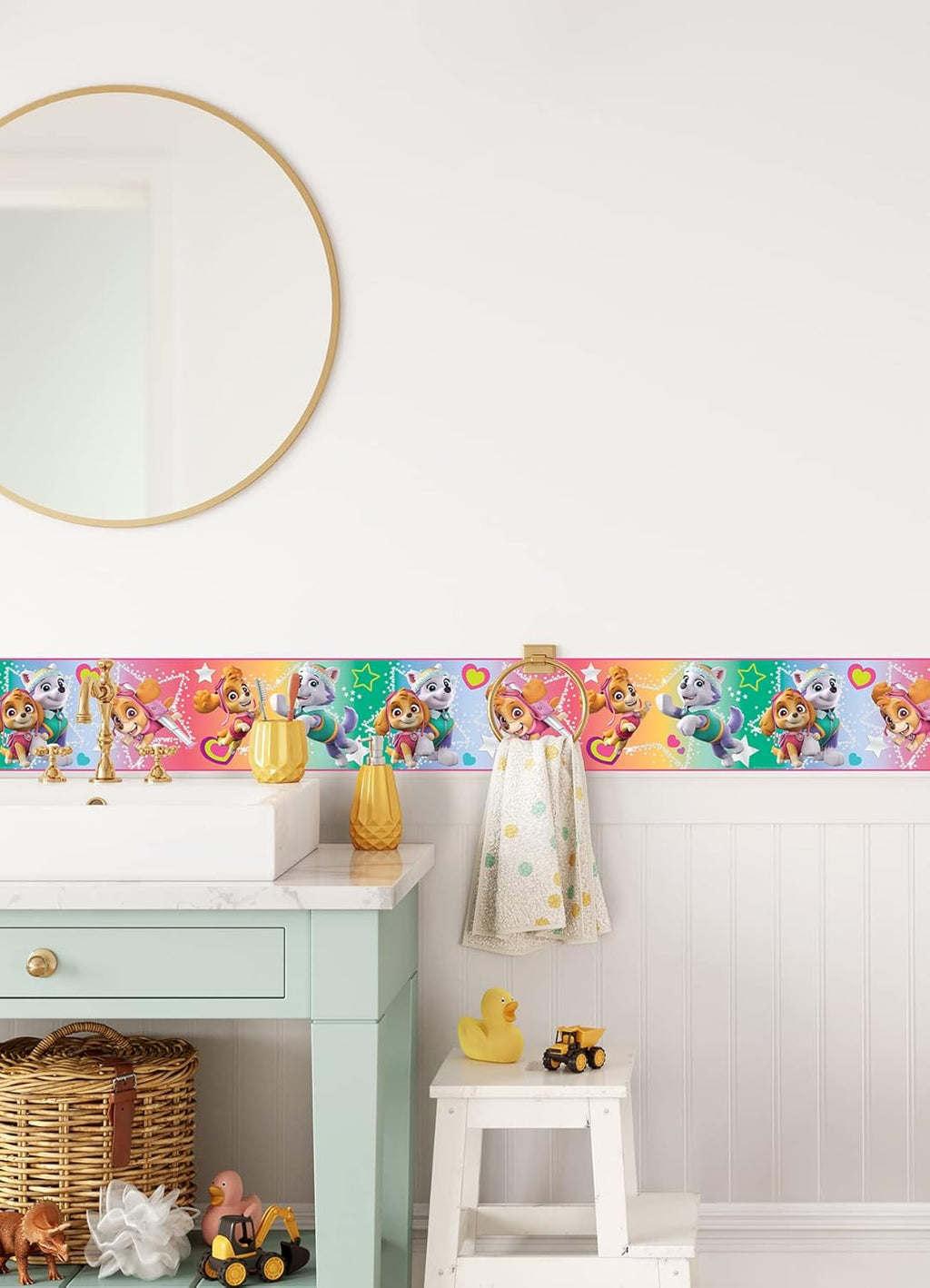 RoomMates Paw Patrol Skye & Everest Peel & Stick Wallpaper Border - Fun Kids' Room Decor