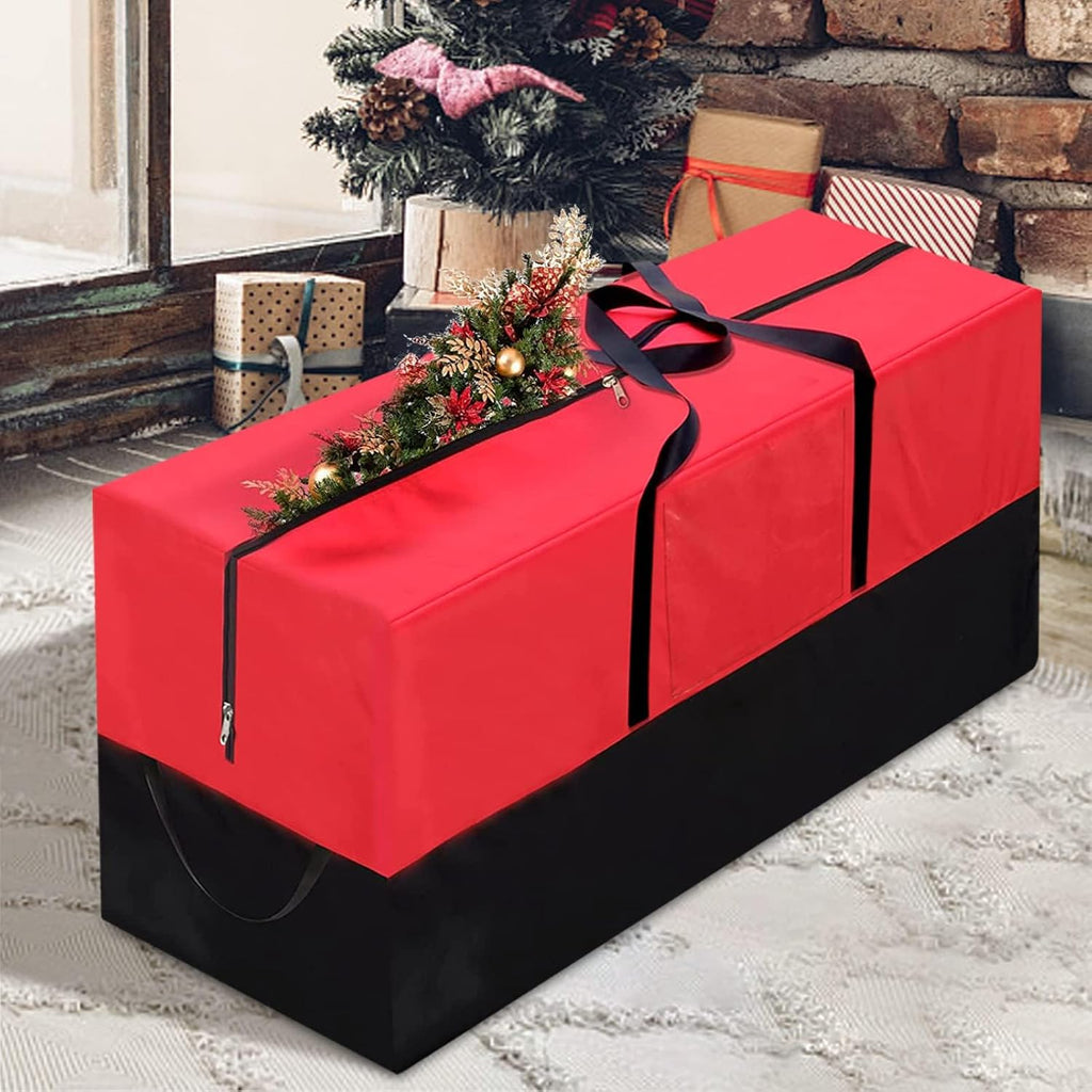 PLTCAT Christmas Tree Storage Bag - Heavy Duty 10-12 Ft Artificial Tree Container with Zipper & Pocket - Red