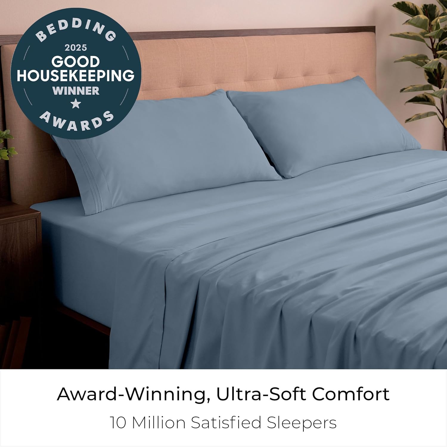 Mellanni California King Sheet Set - 4 PC Hotel Luxury Bedding | Extra Soft, Cooling, Wrinkle-Resistant (Blue Hydrangea)