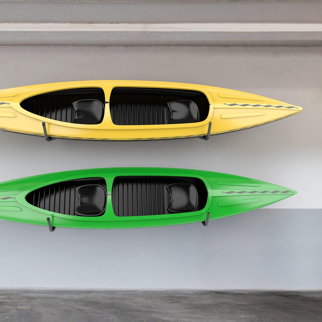 WALMANN Kayak Storage Rack - Wall Mount Hooks for Canoe, Surfboard, Skis & Paddle Boards | Garage Utility Solution