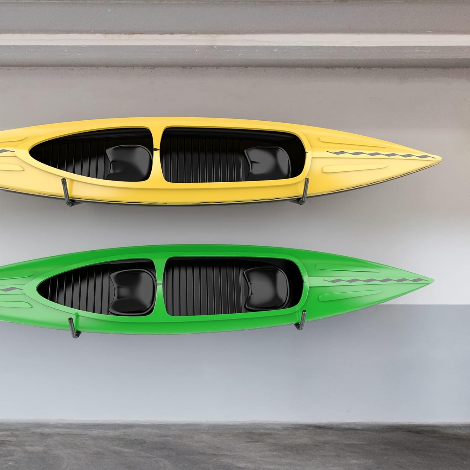 WALMANN Kayak Storage Rack - Wall Mount Hooks for Canoe, Surfboard, Skis & Paddle Boards | Garage Utility Solution