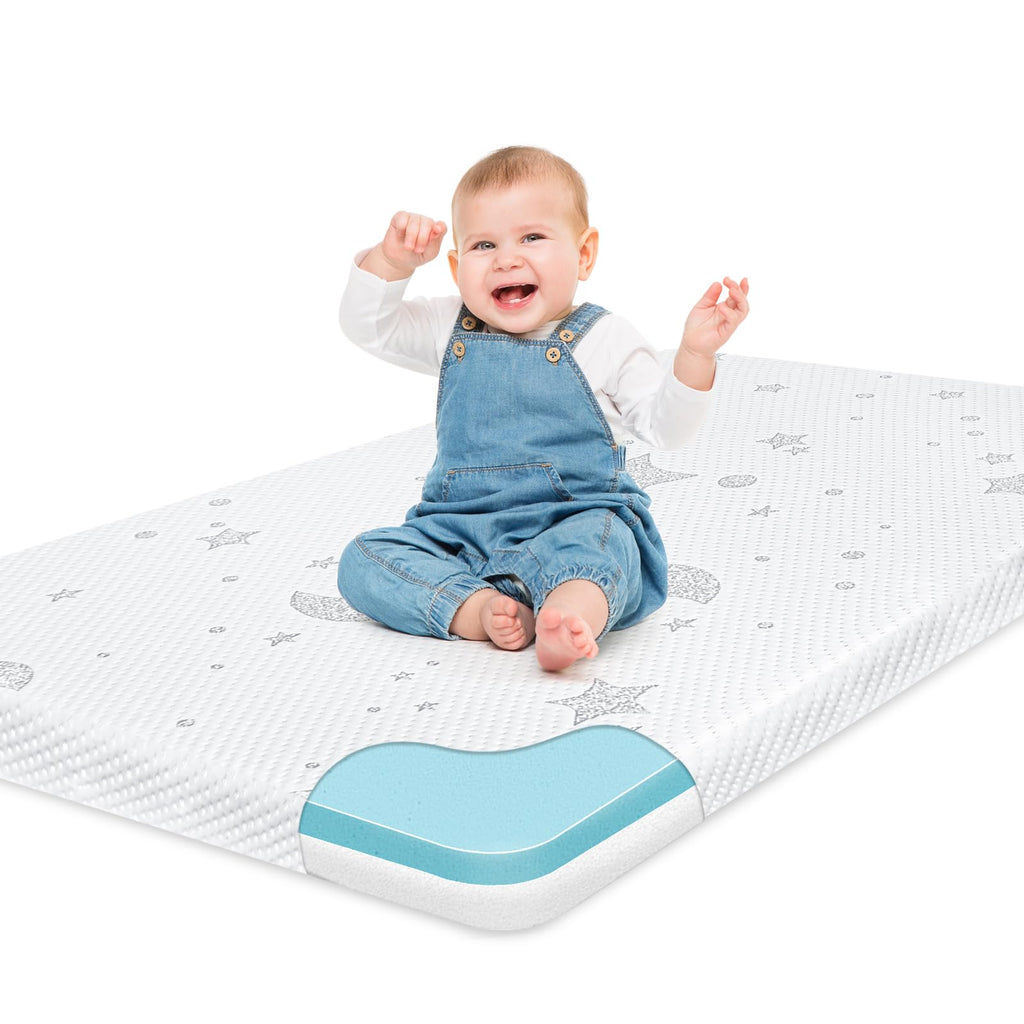 QHUCBAEG Pack and Play Mattress, 38x26 Memory Foam Pack N Play Mattresses Pad with Breathable Removable Cover, High Resilience Dual-Sided Soft & Firm Support Mattress for Pack N Play