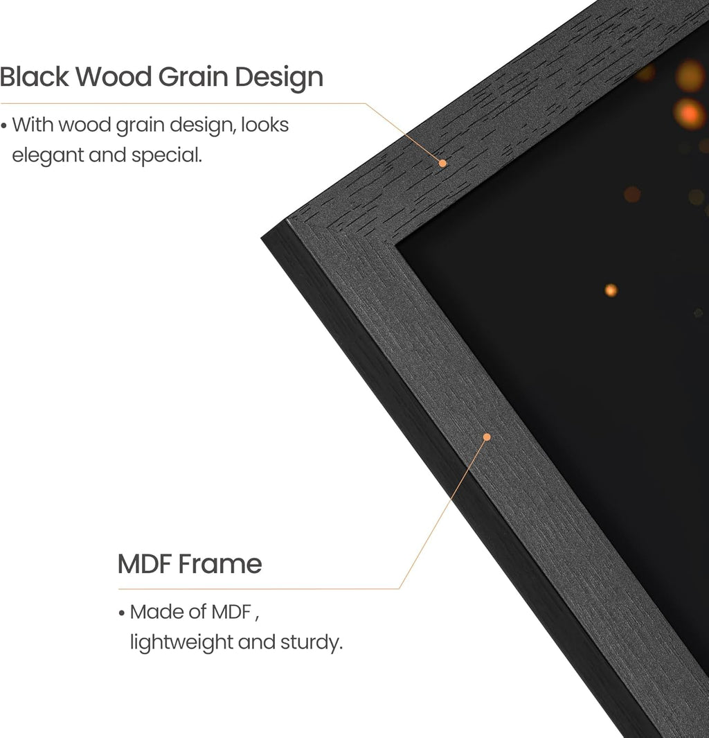 Upsimples 8x10 Picture Frame - Stylish Wall Gallery Frame in Black | Durable Engineered Wood