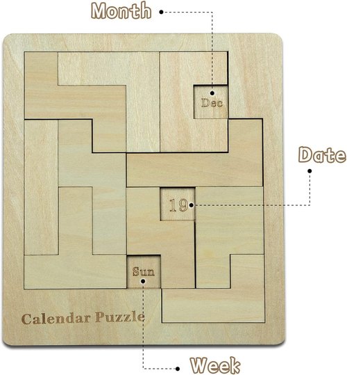Calendar Puzzle - Engaging Daily Wooden Puzzle for 365 Days | 9.8 x 7.8 Inch Advent Calendar