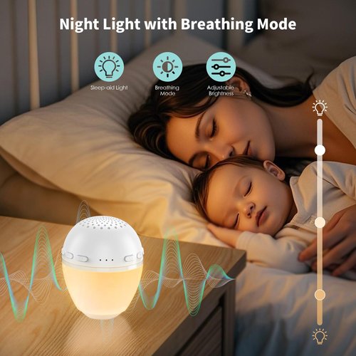 3 in 1 Smart Sound Machine, White Noise Machine with Noise Detection, Night Light, Speaker, Rechargeable Battery, 26 Soothing Sounds and Portable Design for Kids & Adults