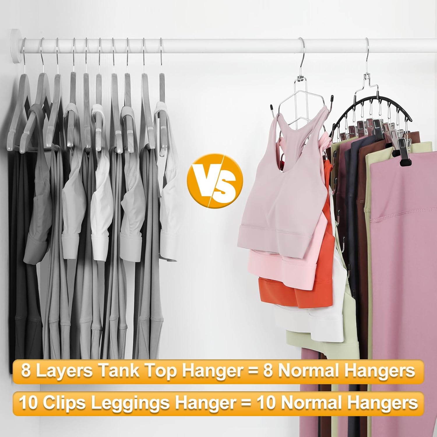 TOPIA HANGER Gym Clothes Organizer - 4 Pack Space-Saving Hangers for Tank Tops & Leggings | Black CT78B