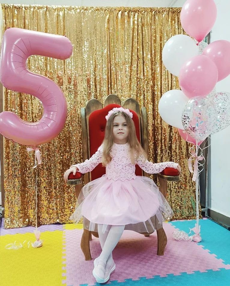 Pearlescent Pink Number 5 Balloon - 40 Inch 5th Birthday Decorations | Pastel Pink Party Supplies