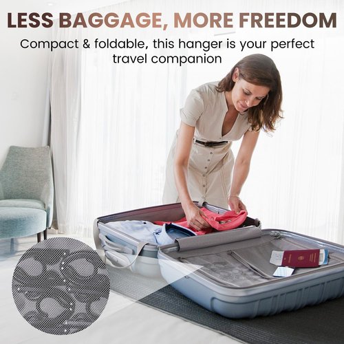 20 Pack Foldable Travel Hangers with 12 Clips - 2025 Cruise Essentials, Portable Collapsible Plastic Hangers-Travel Must Haves for Suitcase, Hotel, RV, Road Trip, Flying, Camping | Black