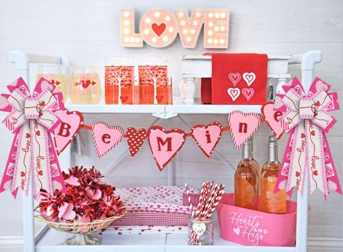 ABTOLS Valentine's Day Wreath Bows - Large Pink Heart Design for Front Door & Wedding Decor