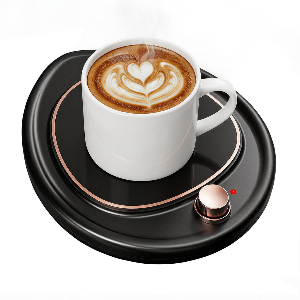 Coffee Mug Warmer - Large Candle Warmer Plate, 2-Temp Setting (131℉ & 113℉) & Fast Heating, Elegant Desk Warmer for Coffee/Tea/Milk/Candle, Ideal Office Home Gift (Black)