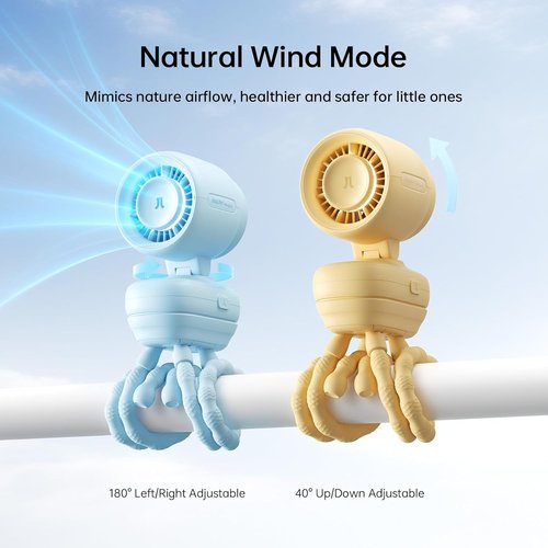 JISULIFE Handheld Mini Fan - Portable Stroller Fan for Babies | Compact 4-Inch Design