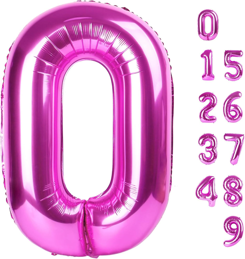 Number 0 Balloons - 40 Inch Rose Purple Birthday Decorations for Milestone Events & Baby Showers