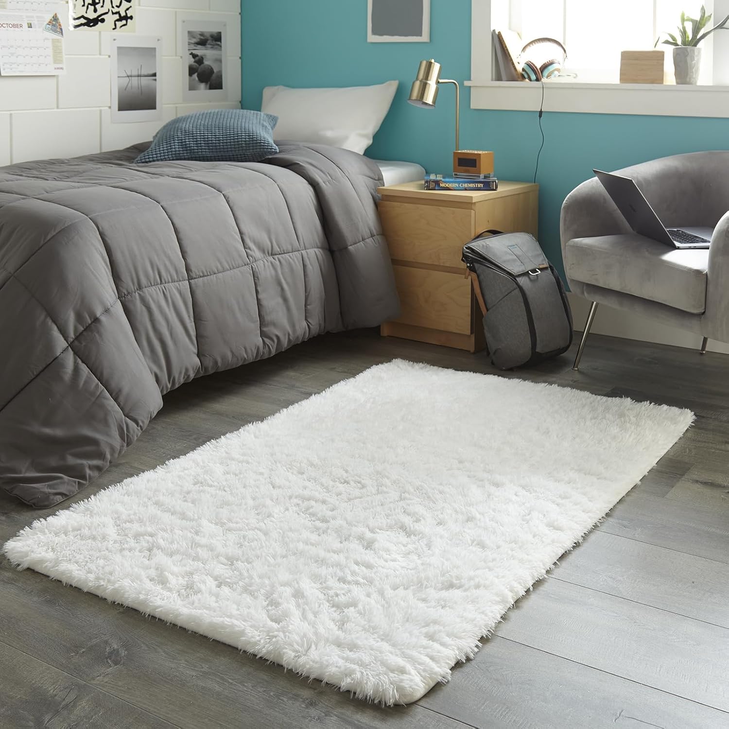 Ophanie White Shag Area Rug - Fluffy Soft Carpet for Bedroom | 3x5 Plush Bedside Decor