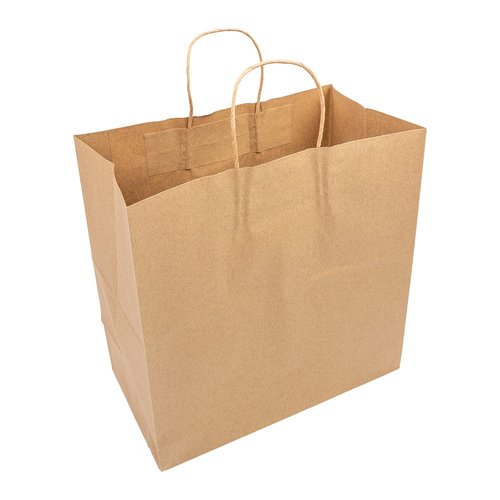AmerCareRoyal Kraft Paper Bags with Twisted Handles, 13" x 7" x 13", Case of 250