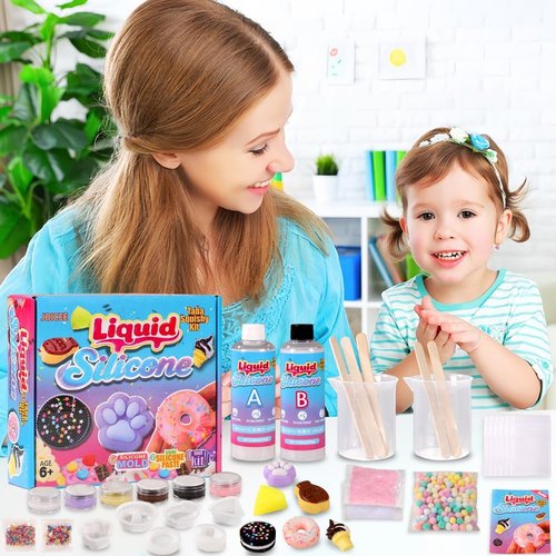 JOICEE DIY Squishy Making Kit - 18oz 1:1 AB Liquid Silicone with 6 Molds for Soft Squishies | Perfect Birthday Gifts