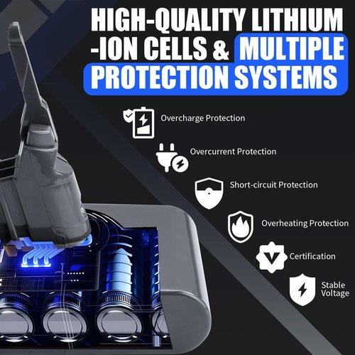 JbyPower V8 Battery Replacement, 4000mAh 21.6V Battery, Compatible with SV10 V8 Animal Absolute Fluffy Motorhead Carbon Fiber Vacuum Cleaner