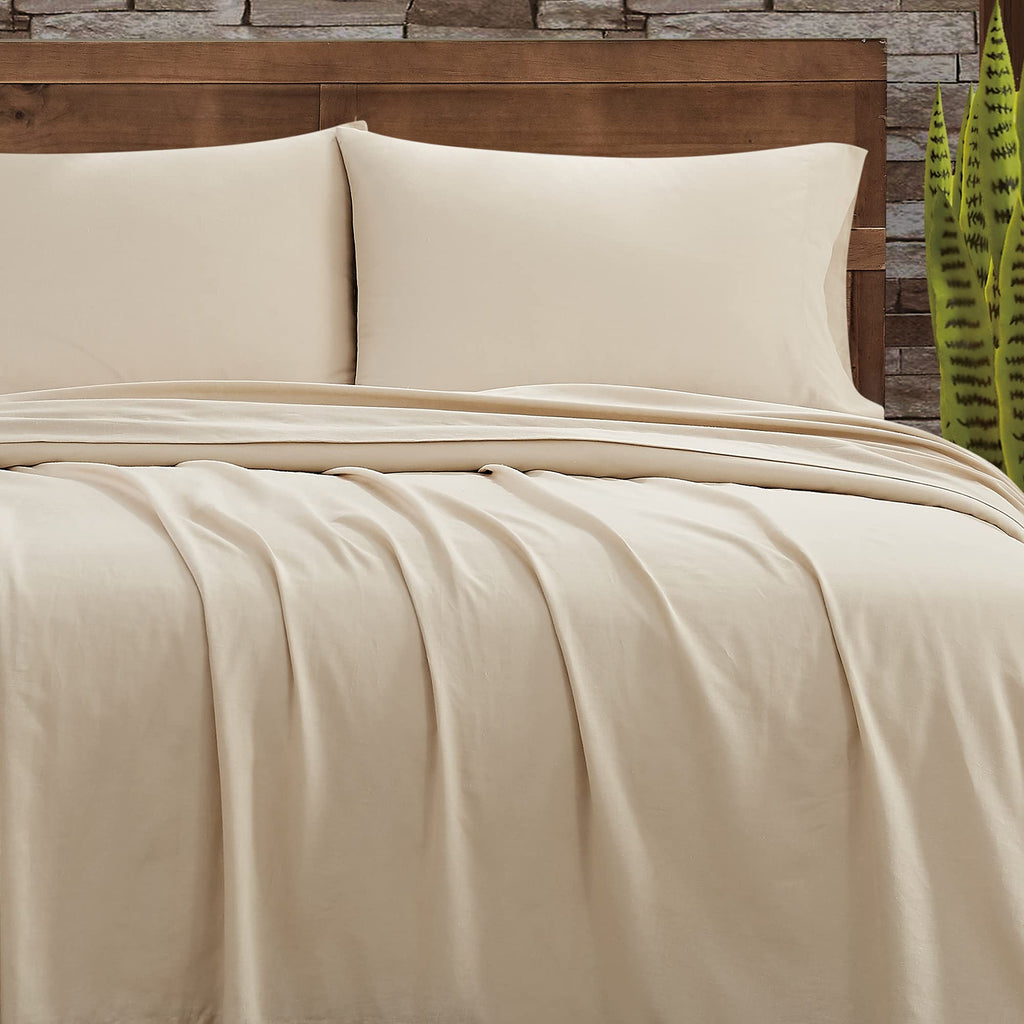 FRYE Cotton Linen Blend Beige 2 Piece Twin Sheet Set